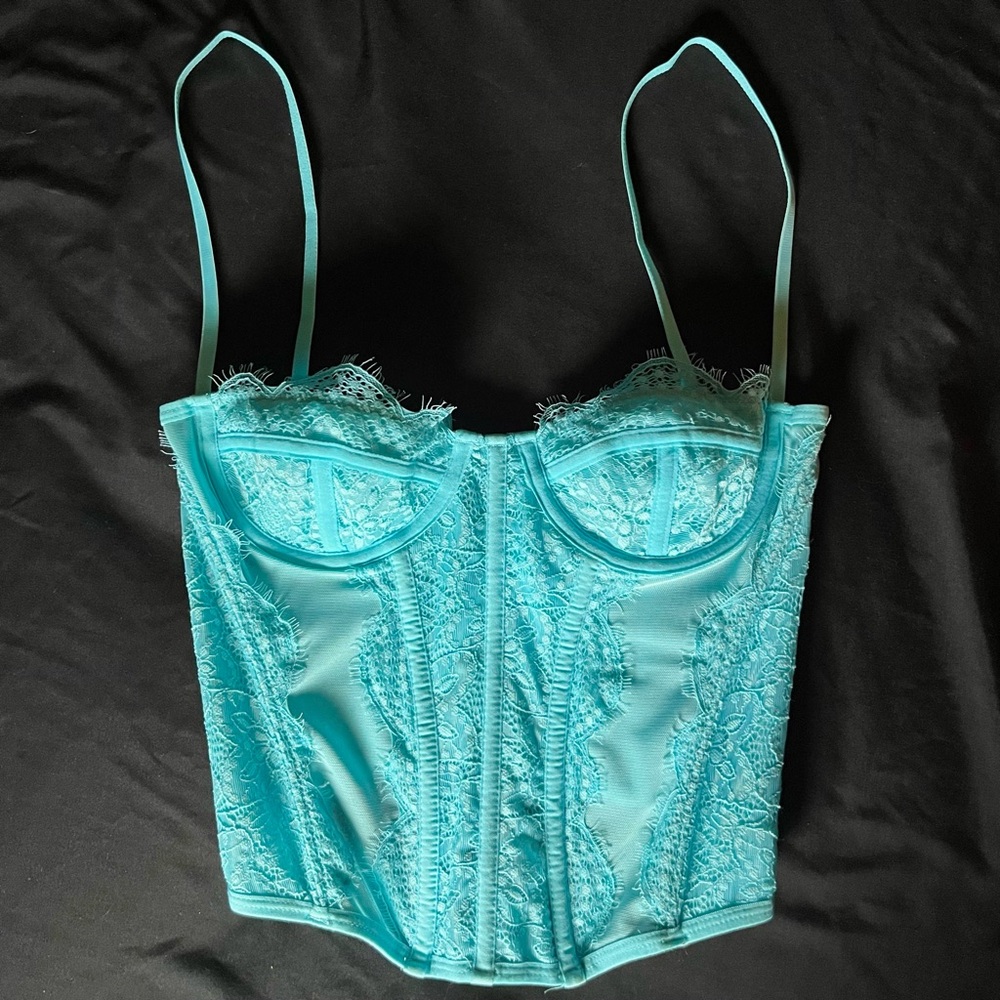 urban outfitters corset turquoise